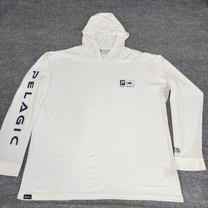 Pelagic Hoodie Men 3XL White Performance Lightweight Vented AquaTek Fishing UPF